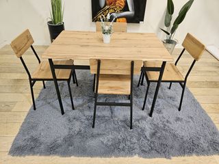 Mesa Comedor Madera+Metal 4 Sillas