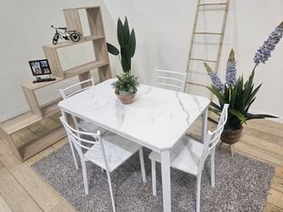 Mesa Comedor Madera+Metal 4 Sillas