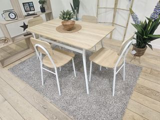Mesa Comedor Madera+Metal 4 Sillas