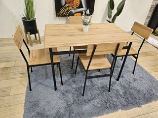 Mesa Comedor Madera+Metal 4 Sillas