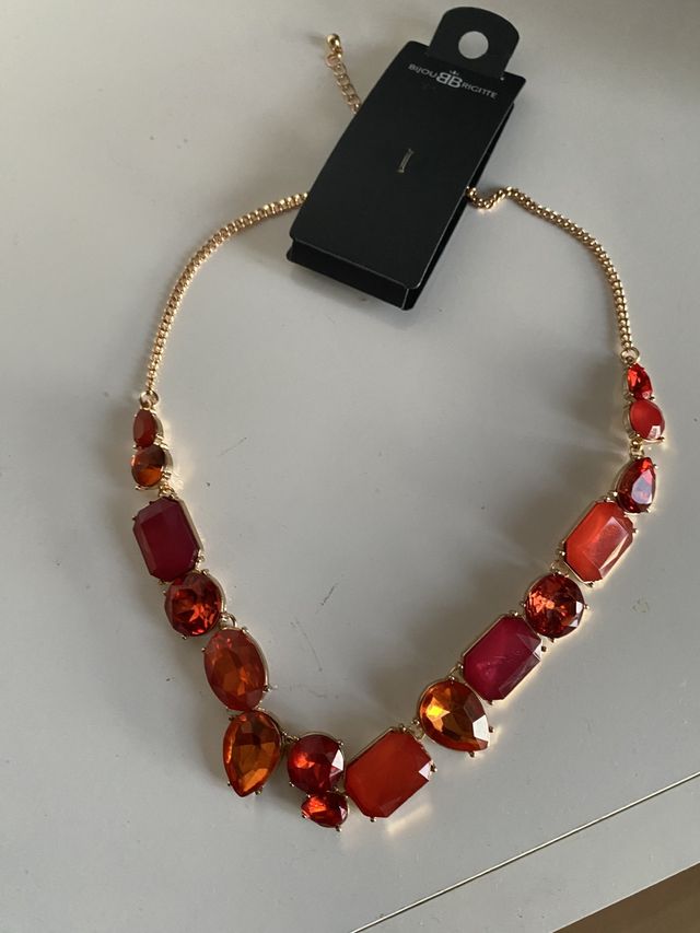 Collar BIJOU BRIGITTE dorado y rojo