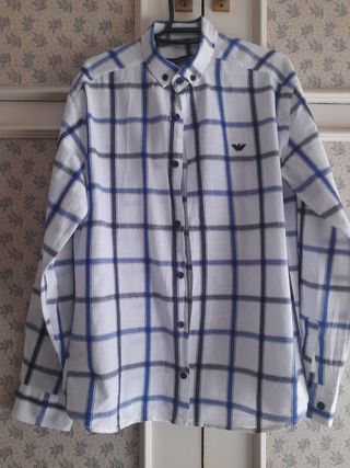 Camisa EA7  Armani niño, azul-blanco