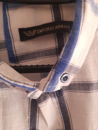 Camisa EA7  Armani niño, azul-blanco