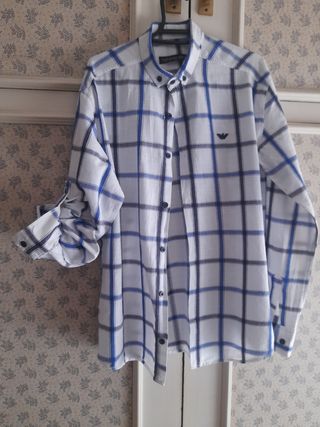 Camisa EA7  Armani niño, azul-blanco