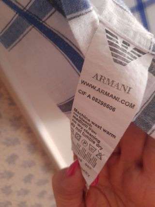 Camisa EA7  Armani niño, azul-blanco