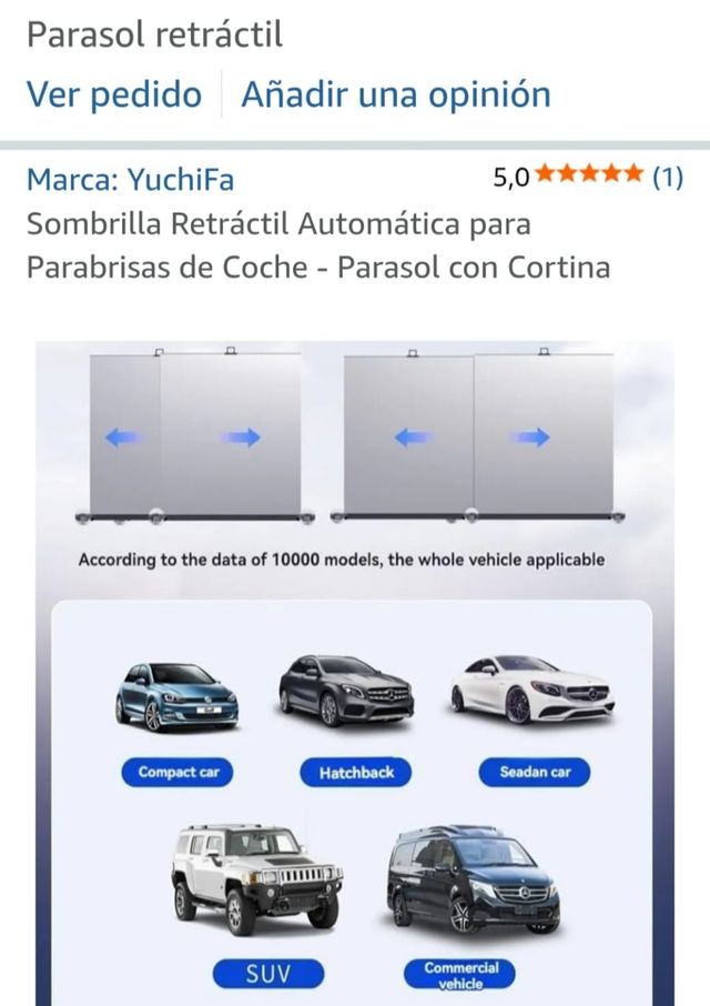 Parasol retráctil para coche