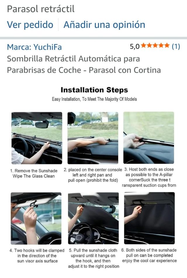 Parasol retráctil para coche