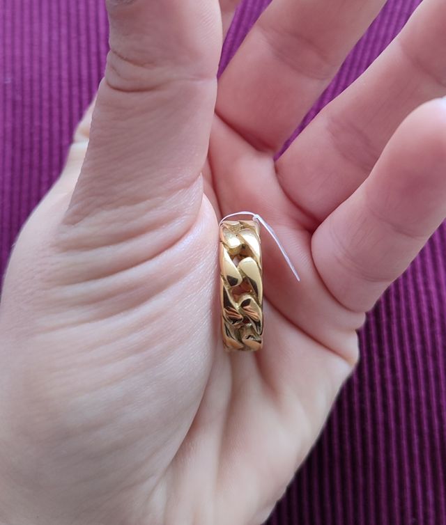 Anillo cubano dorado acero