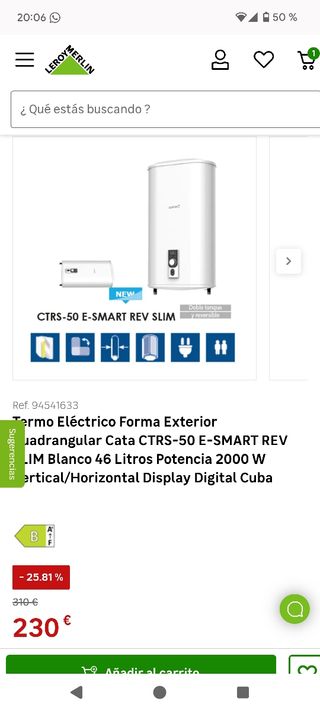 Termo eléctrico CATA 50L blanco