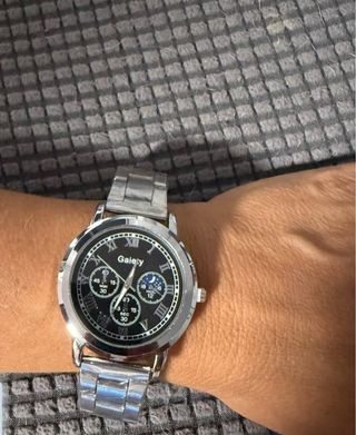 Reloj de Acero Negro/Plateado