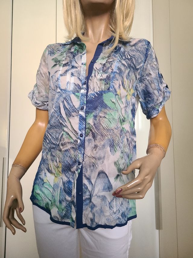 Camicia estiva fiori - Blu, Multicolor