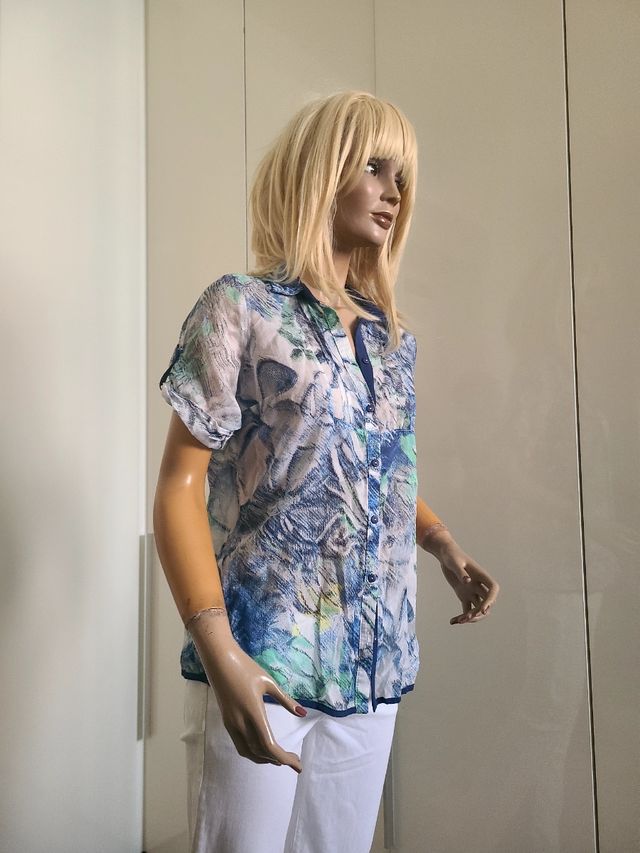 Camicia estiva fiori - Blu, Multicolor