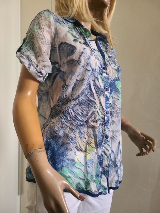 Camicia estiva fiori - Blu, Multicolor