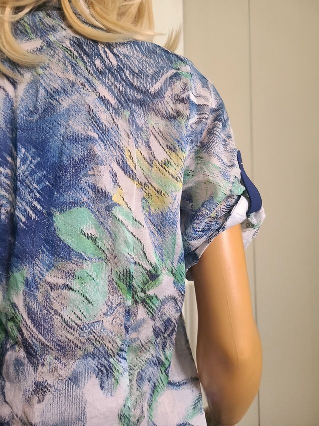 Camicia estiva fiori - Blu, Multicolor