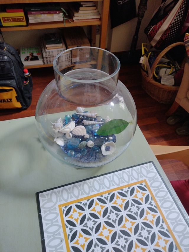 Pecera redonda de cristal