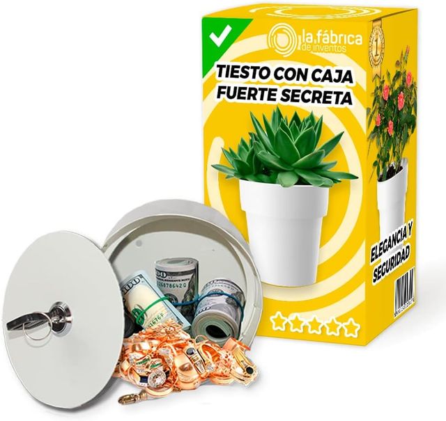 Caja fuerte secreta en maceta