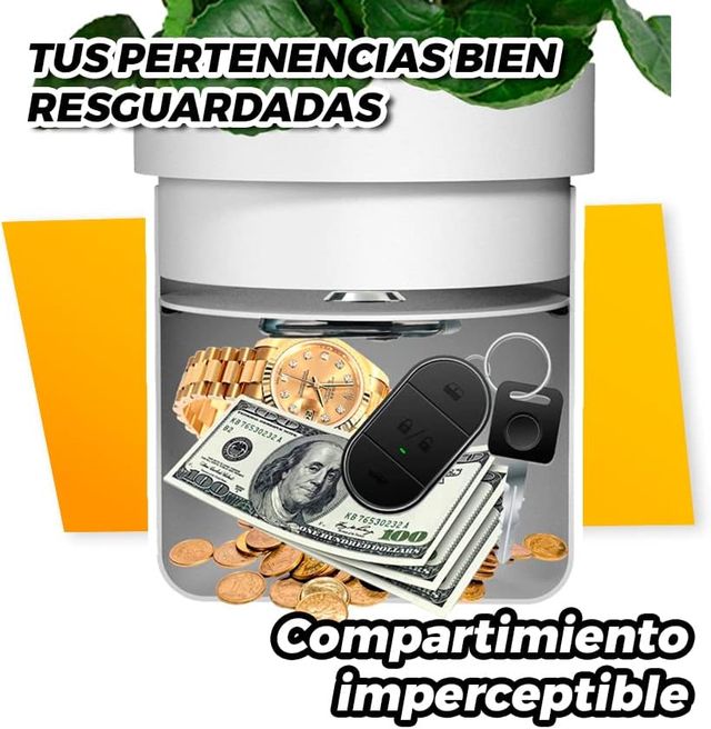 Caja fuerte secreta en maceta