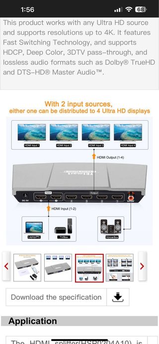 Splitter HDMI 2x4 Ultra HD #HSP0204A10