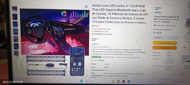Sin usar Luces LED coche Govee - Kit 4 tiras