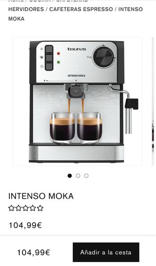 Cafetera Espresso Taurus Intenso Moka 20 Bar