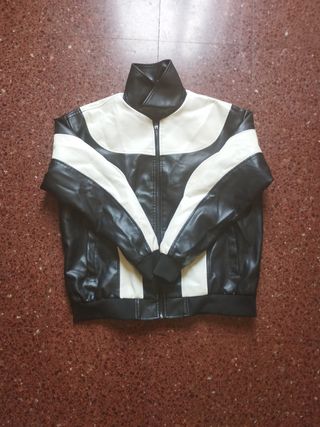 Chaqueta cuero bicolor