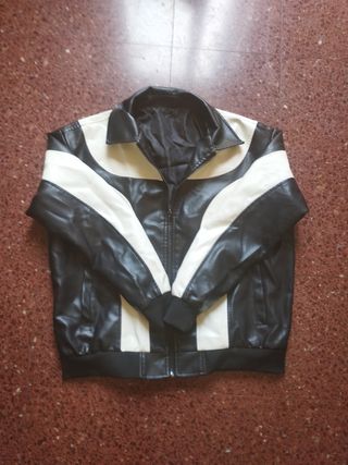 Chaqueta cuero bicolor