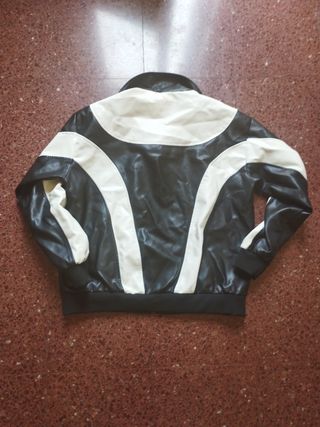 Chaqueta cuero bicolor