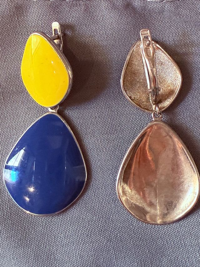 Pendientes Plata Azul Amarillo