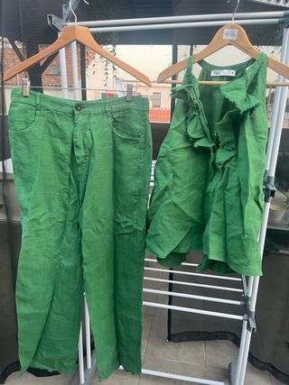 Conjunto Zara - Verde - Pantalón y Top
