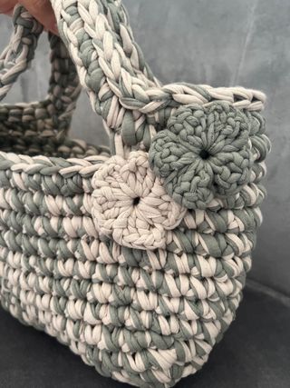 Borsa uncinetto beige e verde