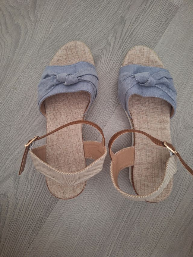 Sandalias con cuña vaqueras de mujer - T. 43