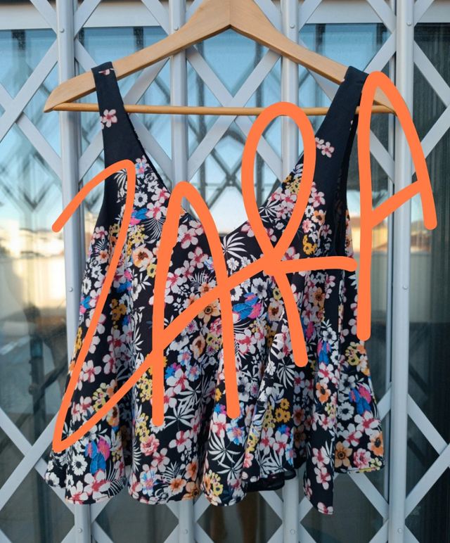 Top Zara péplum multicolor