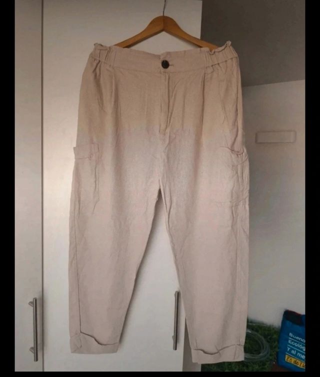 Pantalones Zara beige - tiro alto