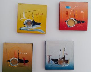 4 Quadros Abstrato - Óleo 