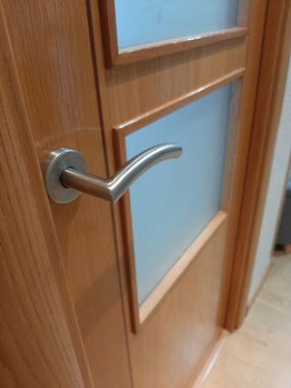 Bonita puerta interior madera roble macizo cristal