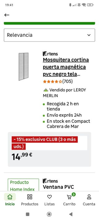 2 Mosquiteras magnéticas Artens 100x250cm