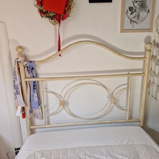 Letto singolo ferro battuto beige