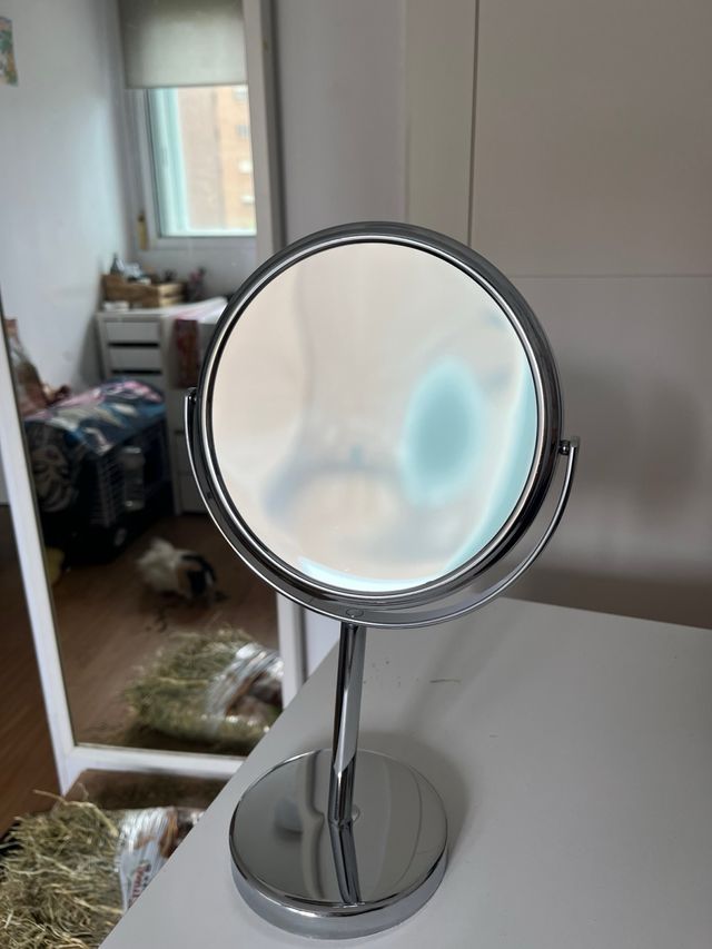 Espejo de mesa tocador plateado