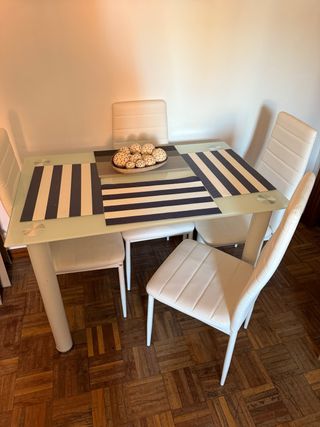 Mesa comedor cristal blanco
