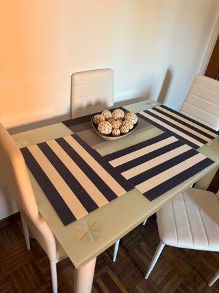 Mesa comedor cristal blanco