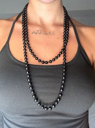 Collana perle nere lunghe