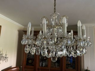 Lámpara techo cristal checo dorada