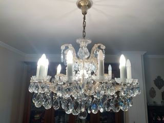 Lámpara techo cristal checo dorada