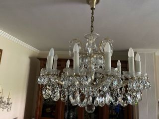 Lámpara techo cristal checo dorada