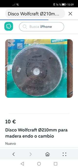 Disco Wolfcraft Ø210mm - Nuevo