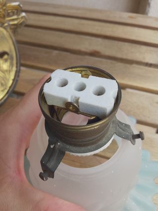 Aplique antiguo latón y cristal tulipa