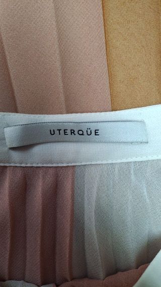Falda plisada Uterqüe M - marrón/rosa