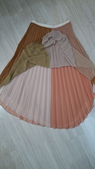 Falda plisada Uterqüe M - marrón/rosa