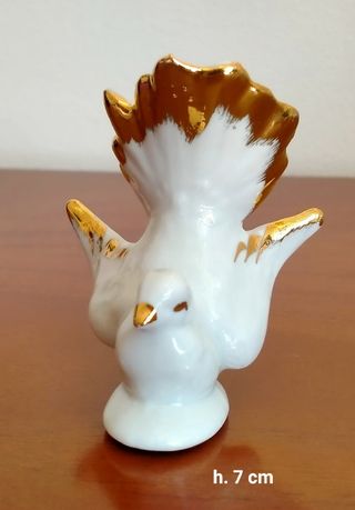3 Colombe Ceramica Bianca Oro