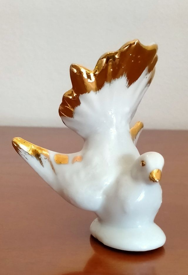 3 Colombe Ceramica Bianca Oro